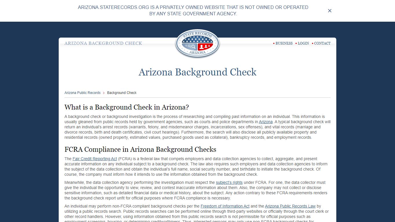 Arizona Background Check | StateRecords.org